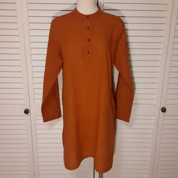 Melange 100% Cotton Tunic Dress with Designer Oversized 14" × 6½" Pockets - Picture 2 of 16
